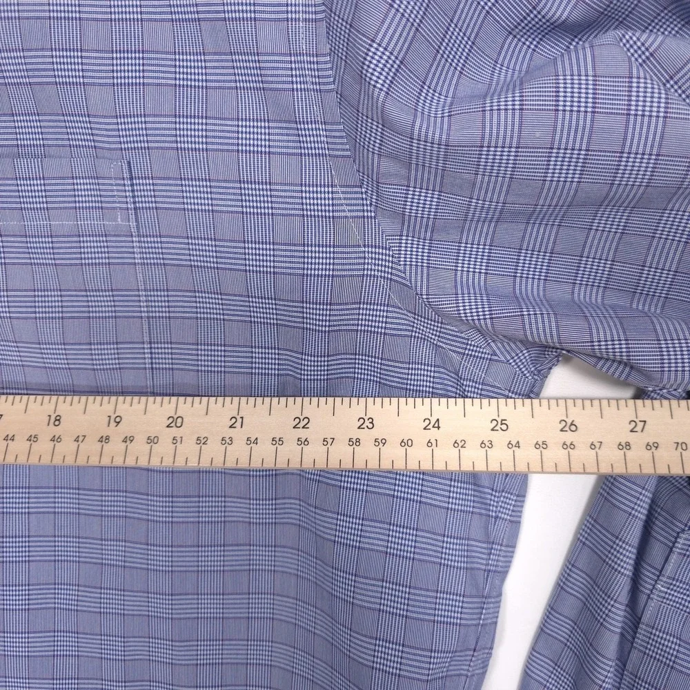 BROOKS BROTHERS Est.1818 Blue Plaid‎ Dress Shirt Supima Cotton Non Iron 16.5 34